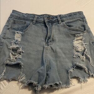 Almost Famous Light Blue Distressed Jean Shorts